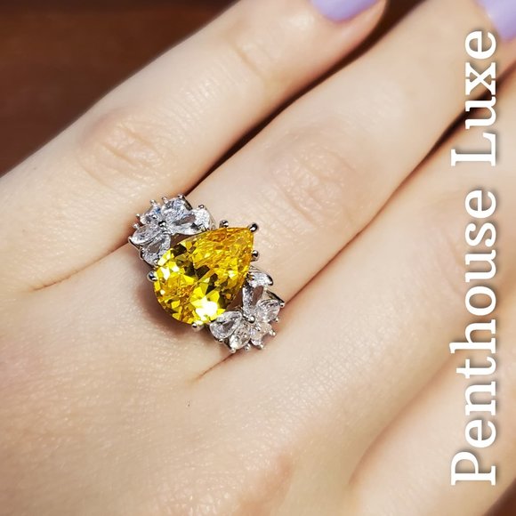 FINAL RESTOCK!! Beautiful Yellow Citrine Flower Cluster Ring - Picture 4 of 5